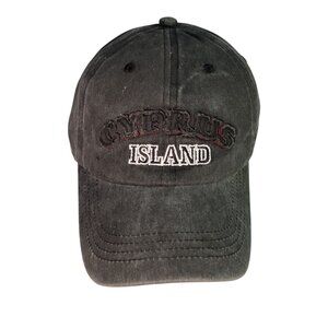 Cyprus Island NEW Distressed 6 Panel Cotton Blend Caps Adjustable Black Embroide